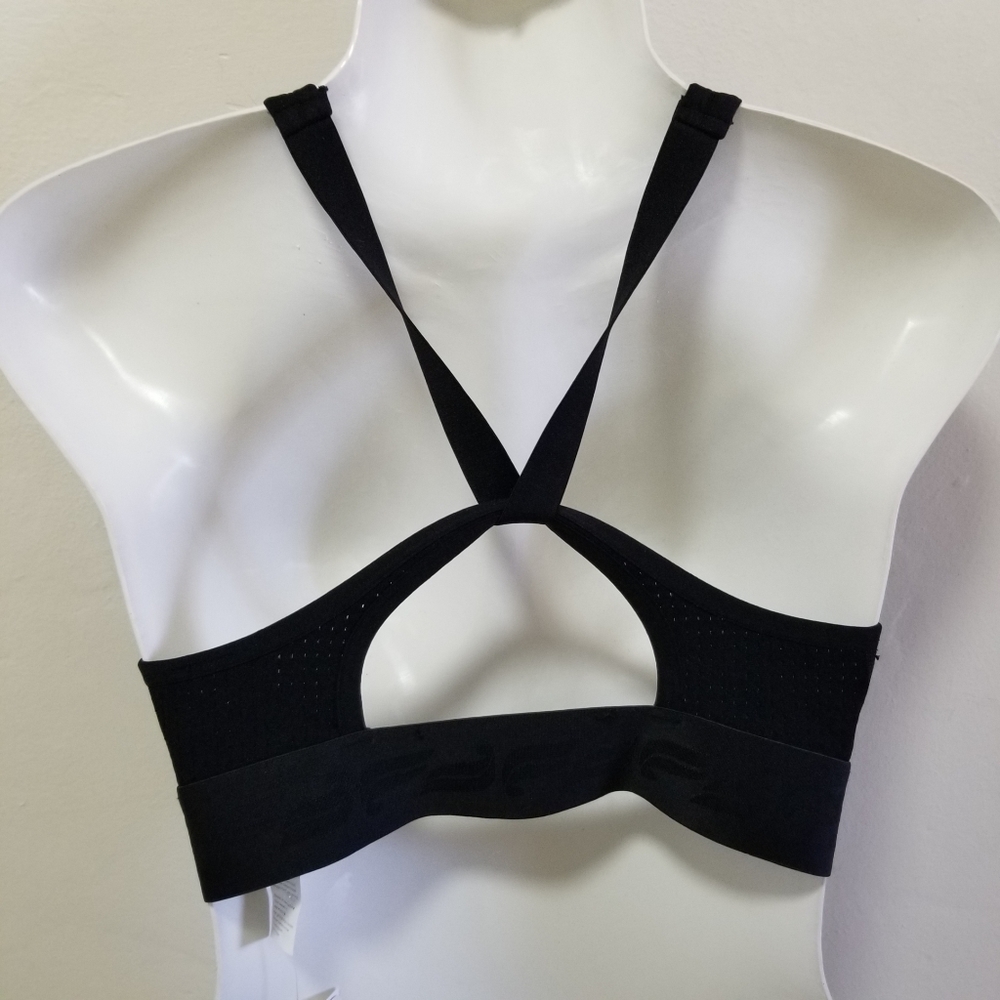 Fabletics Womens Wren SculptKnit Sports Bra Black Logo Wide Band Mesh S NWT - Picture 9 of 14